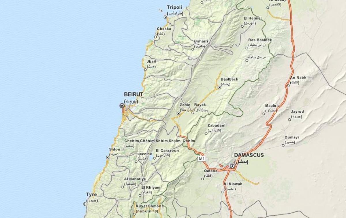 แผนที่ของจีพีเอสบนแผนที่เลบานอน name