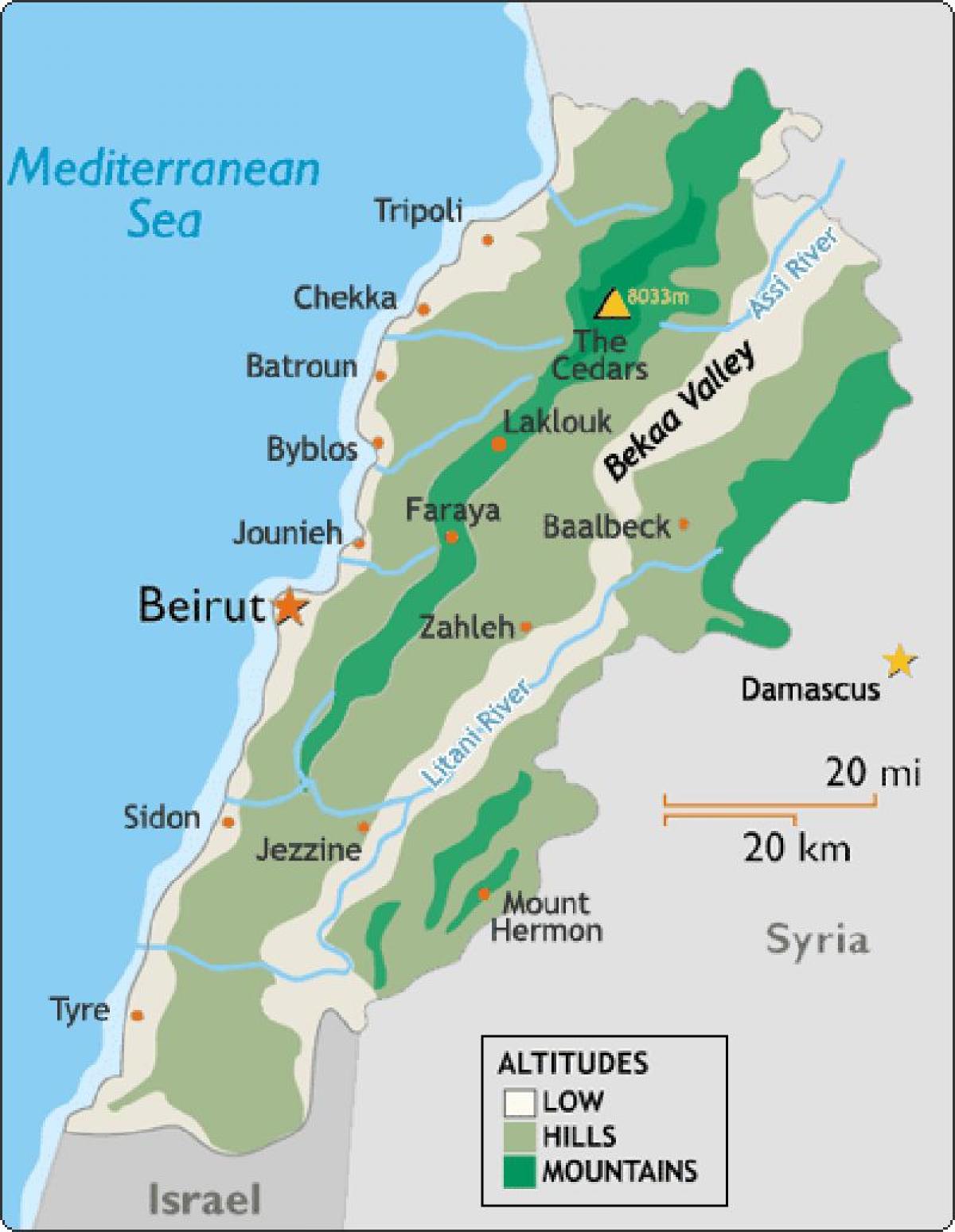 แผนที่ของสภาพอากาศเลบานอน name